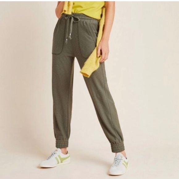Anthropologie Saturday Sunday  Women's Billie Textured Jogger Pants Olive  Large - Picture 1 of 12